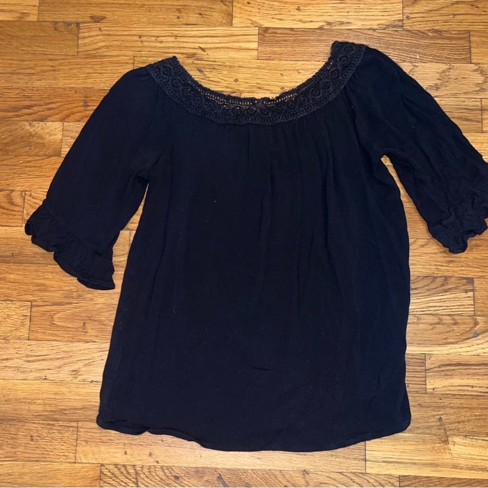 Black crochet trimmed top